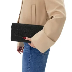 Manfield Zwarte glitter clutch^ Clutches