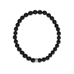 Manfield Zwarte heren kralen armband^ Sieraden