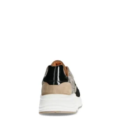 Manfield Zwarte lage sneakers met cheetahprint^DAMES Sneakers
