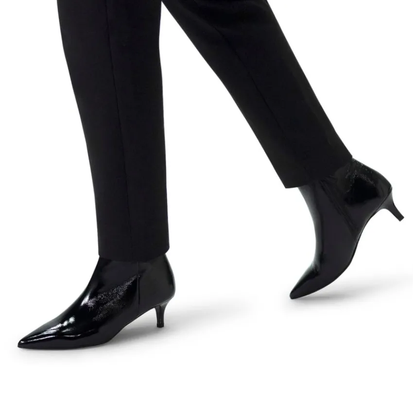 Manfield Zwarte lak leren enkellaarsjes met hak^DAMES Enkellaarsjes