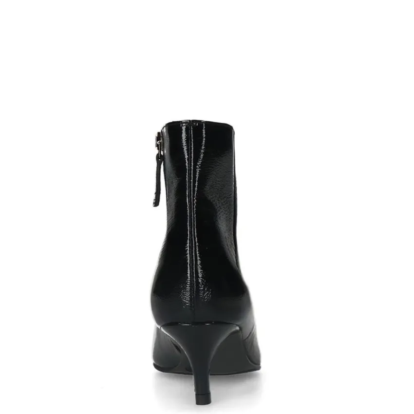 Manfield Zwarte lak leren enkellaarsjes met hak^DAMES Enkellaarsjes