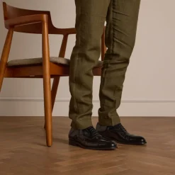 Manfield Zwarte lak leren veterschoenen^Heren Veterschoenen