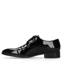 Manfield Zwarte lak leren veterschoenen^Heren Veterschoenen