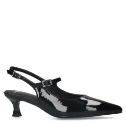 Manfield Zwarte lak slingbacks^DAMES Pumps|Slingbacks