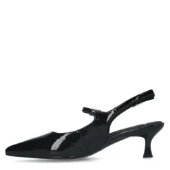 Manfield Zwarte lak slingbacks^DAMES Pumps|Slingbacks