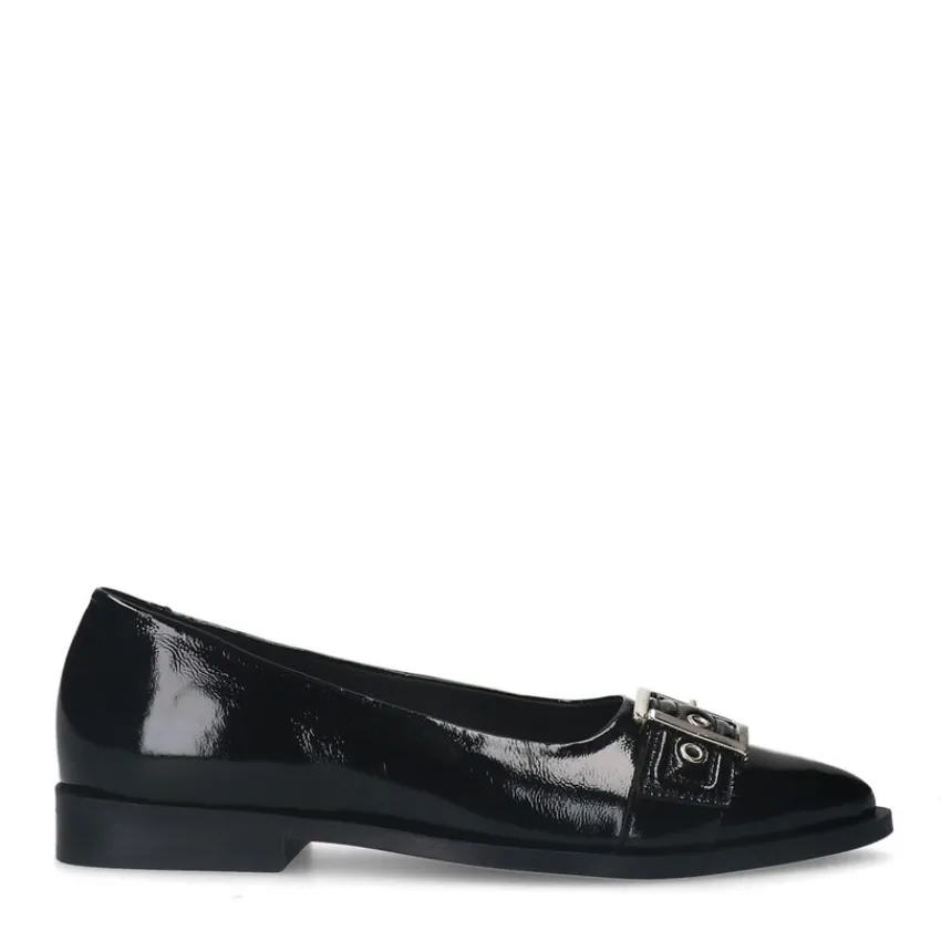 Manfield Zwarte lakleren loafers^DAMES Loafers