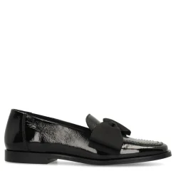 Manfield Zwarte lakleren loafers met strik^DAMES Loafers
