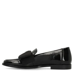 Manfield Zwarte lakleren loafers met strik^DAMES Loafers