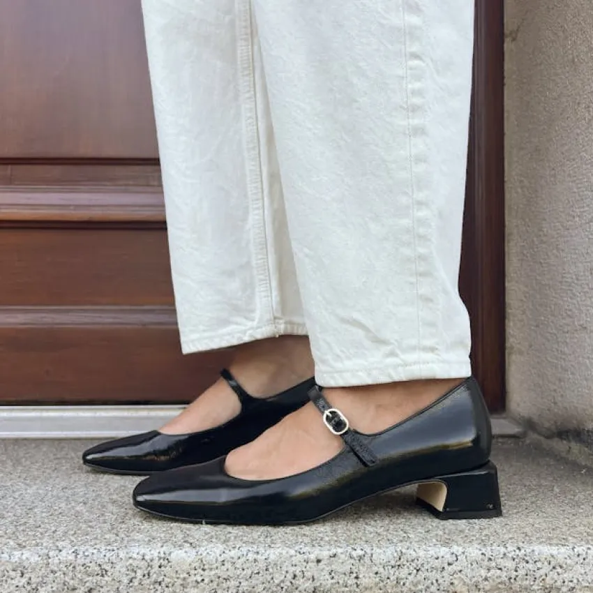 Manfield Zwarte lakleren Mary Jane pumps^DAMES Pumps