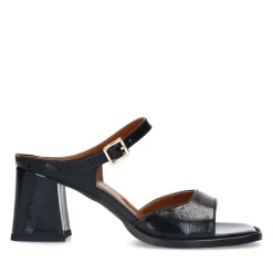 Manfield Zwarte lakleren sandalen met hak^DAMES Sandalen