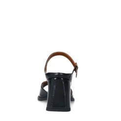 Manfield Zwarte lakleren sandalen met hak^DAMES Sandalen