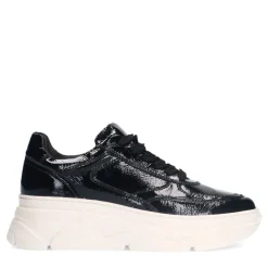 Manfield Zwarte lakleren sneakers^DAMES Sneakers