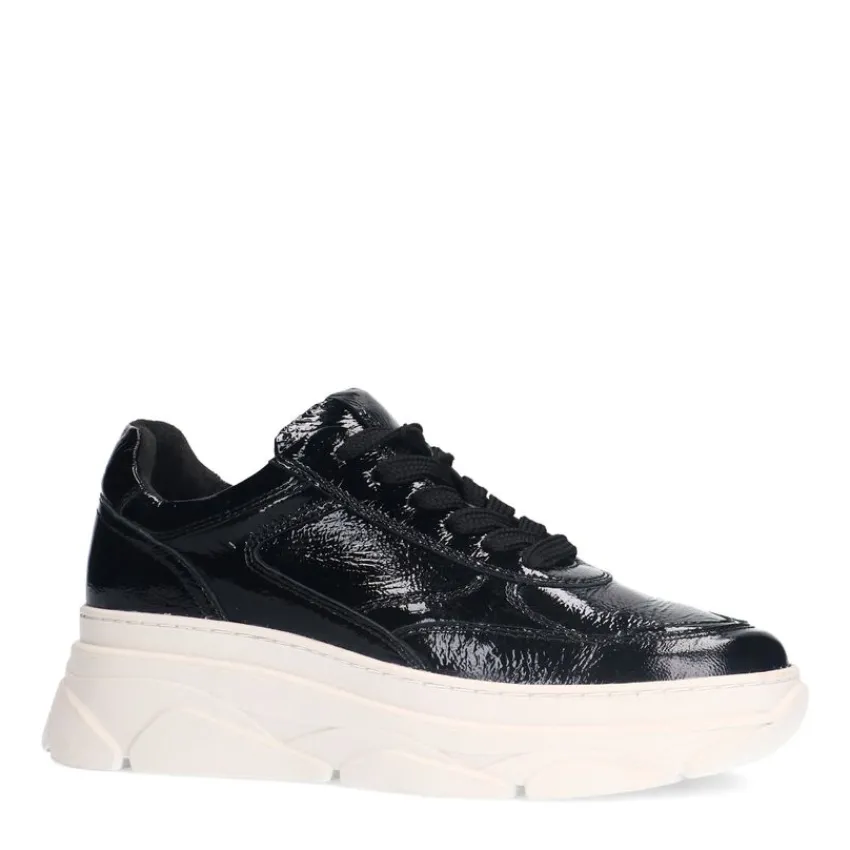 Manfield Zwarte lakleren sneakers^DAMES Sneakers