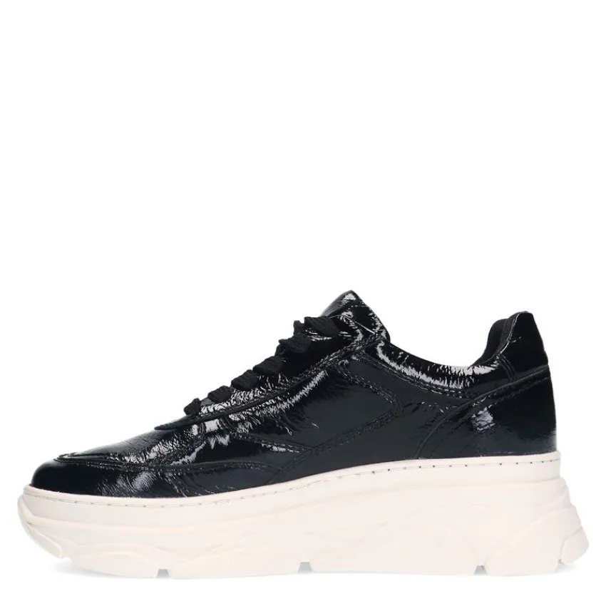 Manfield Zwarte lakleren sneakers^DAMES Sneakers