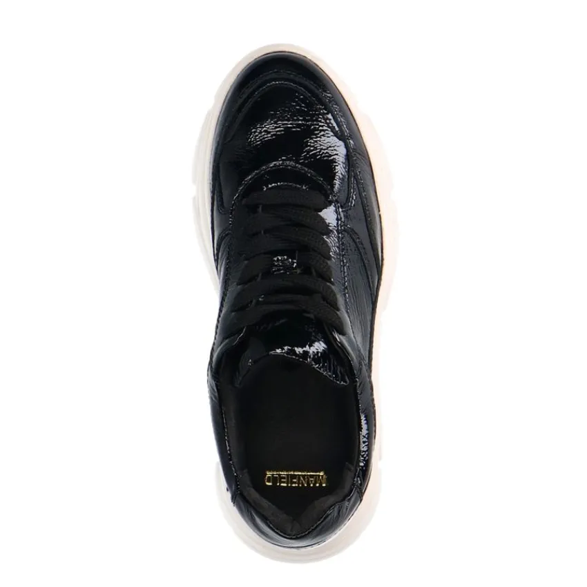 Manfield Zwarte lakleren sneakers^DAMES Sneakers