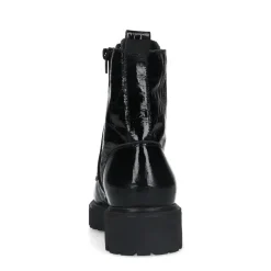 Manfield Zwarte lakleren veterlaarsjes^DAMES Enkellaarsjes