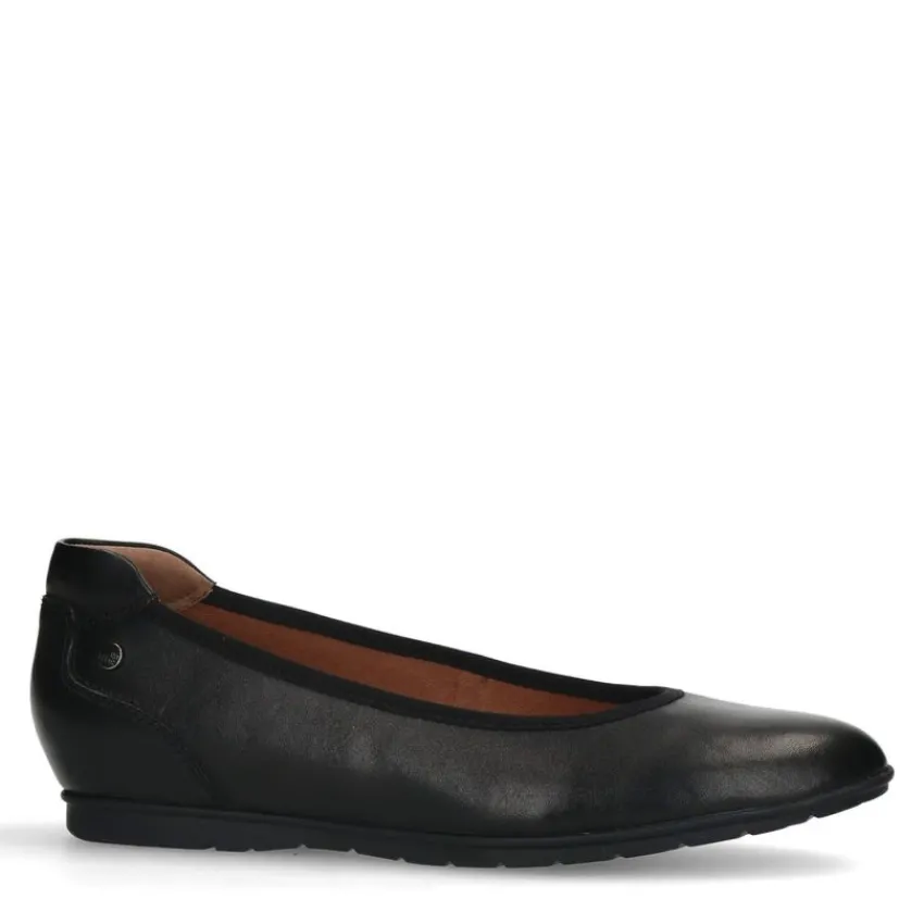 No Stress Zwarte leren ballerina's^DAMES Loafers