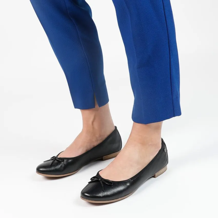 No Stress Zwarte leren ballerina's^DAMES Loafers