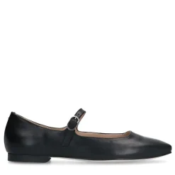Manfield Zwarte leren ballerina's^DAMES Loafers