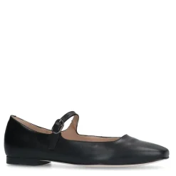 Manfield Zwarte leren ballerina's^DAMES Loafers