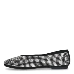 Manfield Zwarte leren ballerina's met diamanten^DAMES Loafers