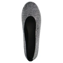 Manfield Zwarte leren ballerina's met diamanten^DAMES Loafers