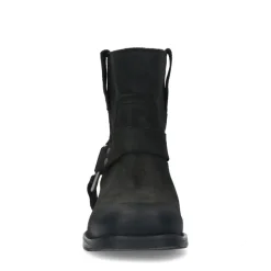 Manfield Zwarte leren biker boots^DAMES Enkellaarsjes