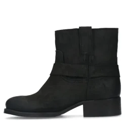 Manfield Zwarte leren biker boots^DAMES Enkellaarsjes
