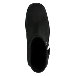 Manfield Zwarte leren biker boots^DAMES Enkellaarsjes