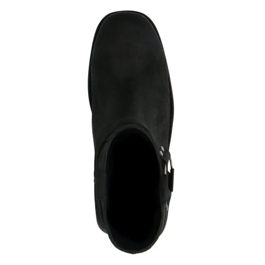 Manfield Zwarte leren biker boots^DAMES Enkellaarsjes