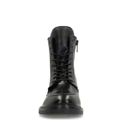 Manfield Zwarte leren biker boots^DAMES Enkellaarsjes