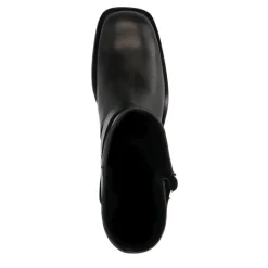 Manfield Zwarte leren biker boots met zilverkleurige gespjes^DAMES Enkellaarsjes