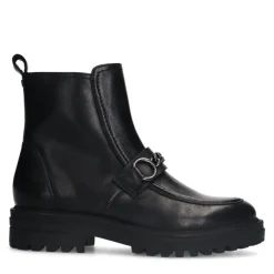 No Stress Zwarte leren boots met chain^DAMES Enkellaarsjes