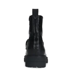 No Stress Zwarte leren boots met crocoprint en chain^DAMES Enkellaarsjes
