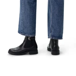 No Stress Zwarte leren chelsea boots met gesp^DAMES Enkellaarsjes