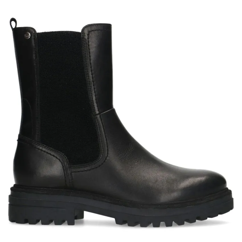 No Stress Zwarte leren chelsea boots^DAMES Enkellaarsjes