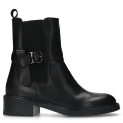 Manfield Zwarte leren chelsea boots met gesp^DAMES Enkellaarsjes