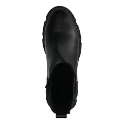 Manfield Zwarte leren chelsea boots met stoffen achterkant^DAMES Enkellaarsjes