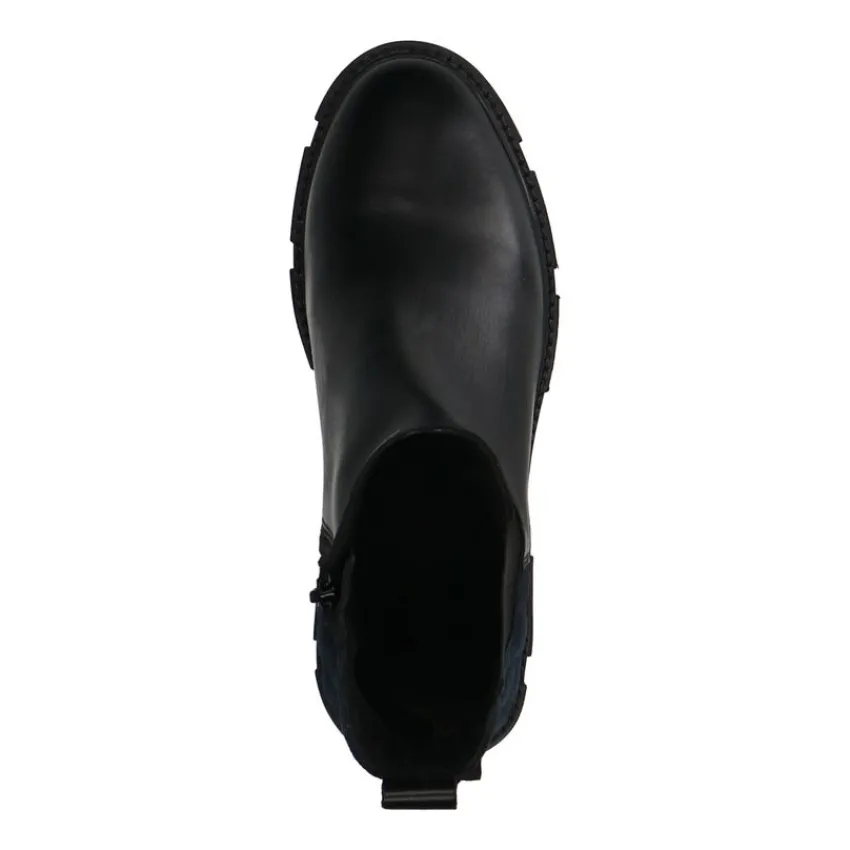 Manfield Zwarte leren chelsea boots met stoffen achterkant^DAMES Enkellaarsjes