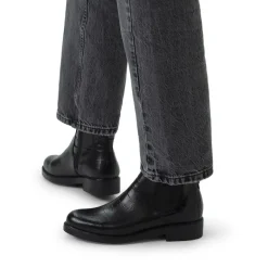 No Stress Zwarte leren chelsea boots met crocoprint^DAMES Enkellaarsjes