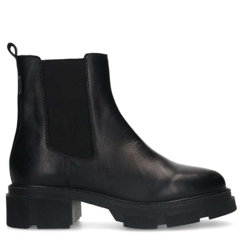 Manfield Zwarte leren chelsea boots^DAMES Enkellaarsjes