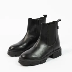 Manfield Zwarte leren chelsea boots^DAMES Enkellaarsjes