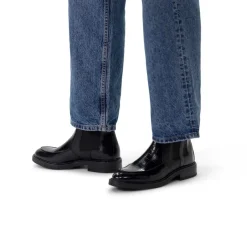 Manfield Zwarte leren chelsea boots^DAMES Enkellaarsjes