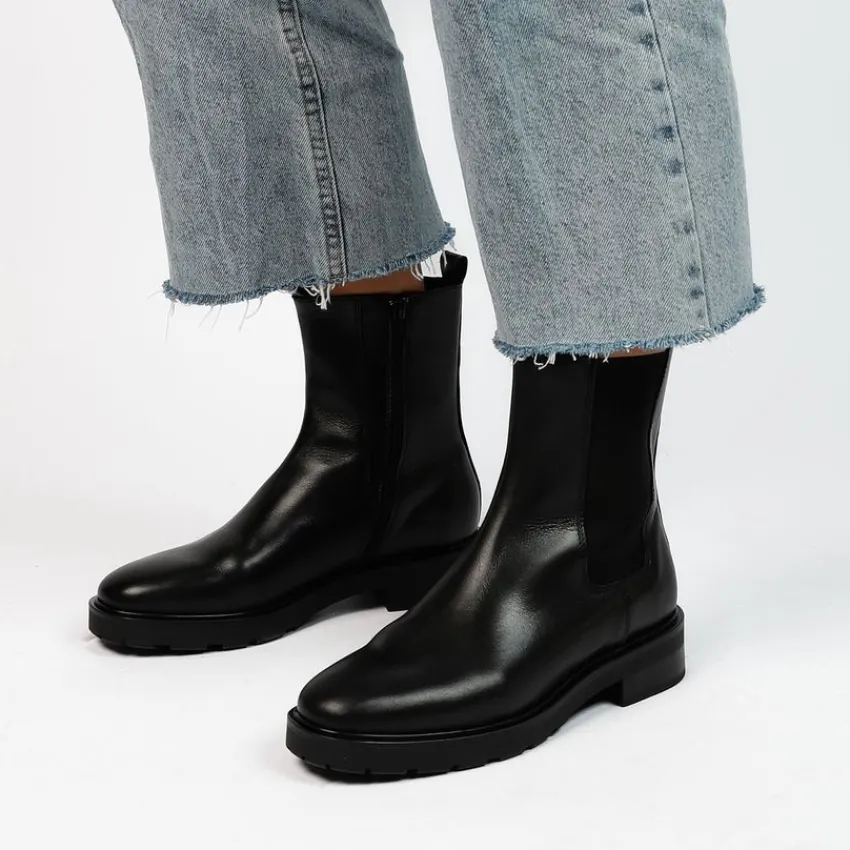 Manfield Zwarte leren chelsea boots^DAMES Enkellaarsjes
