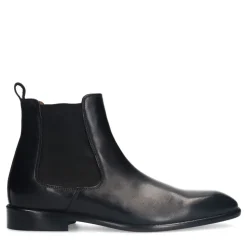 Manfield Zwarte leren chelsea boots^Heren Boots