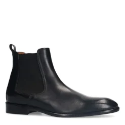 Manfield Zwarte leren chelsea boots^Heren Boots