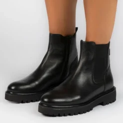 Manfield Zwarte leren chelsea boots^DAMES Enkellaarsjes