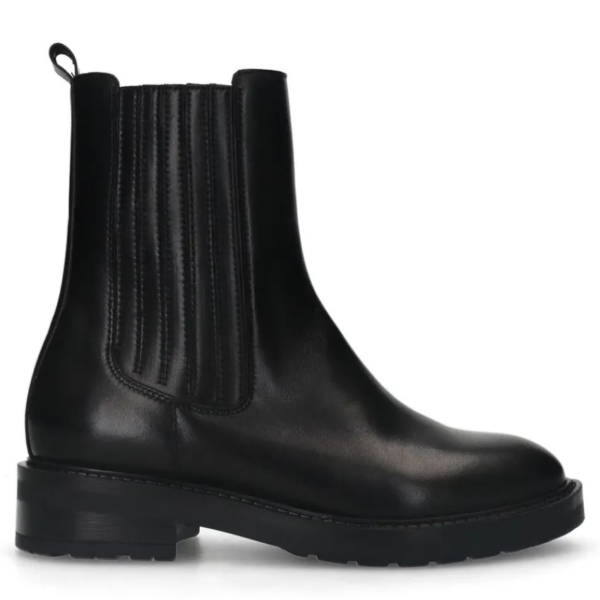 Manfield Zwarte leren chelsea boots^DAMES Enkellaarsjes