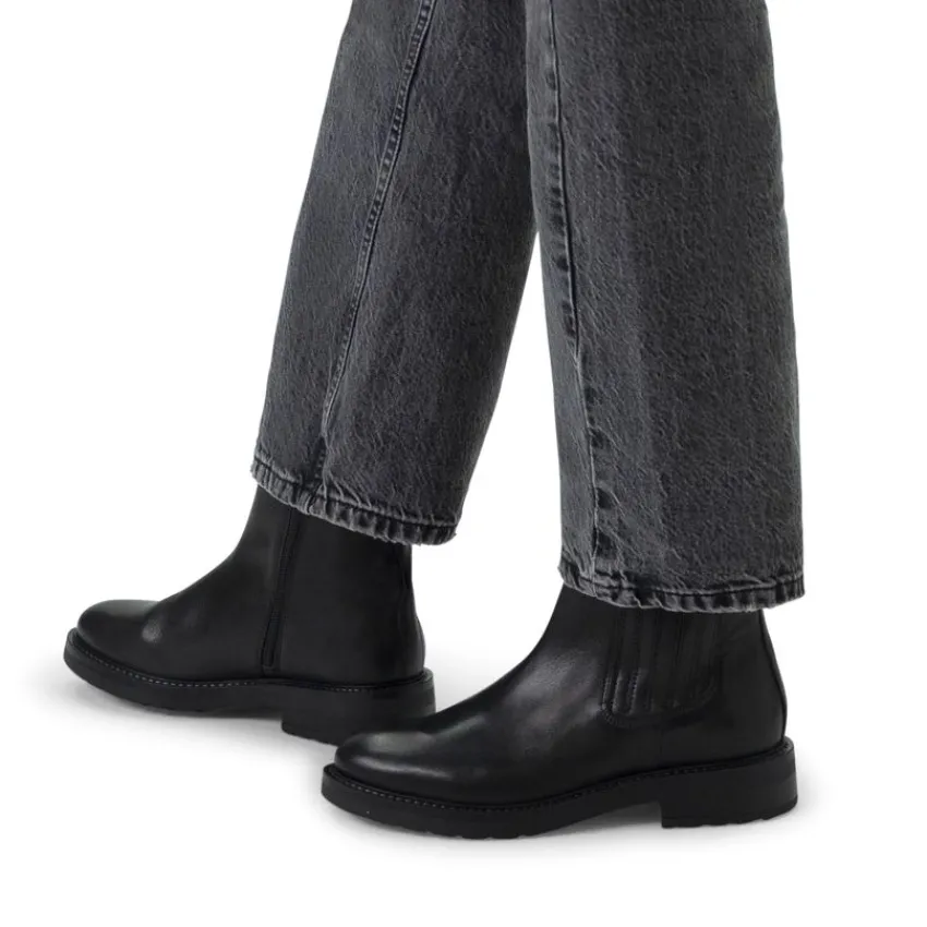 Manfield Zwarte leren chelsea boots^DAMES Enkellaarsjes