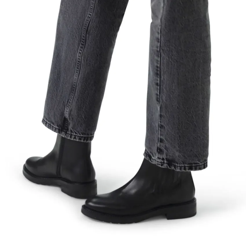 Manfield Zwarte leren chelsea boots^DAMES Enkellaarsjes